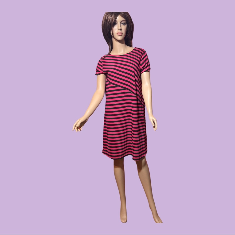 Ruby Rd. Black and Pink Asymmetrical Sheath Dress